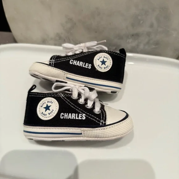 NWT- Our Baby Bakery Baby Black High-Top Custom Sneakers  “CHARLES” - Picture 2 of 8